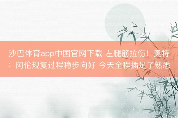 沙巴体育app中国官网下载 左腿筋拉伤!奥特:阿伦规复过程稳步向好 今天全程插足了熟悉