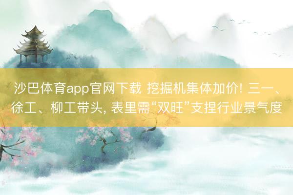 沙巴体育app官网下载 挖掘机集体加价! 三一、徐工、柳工带头， 表里需“双旺”支捏行业景气度