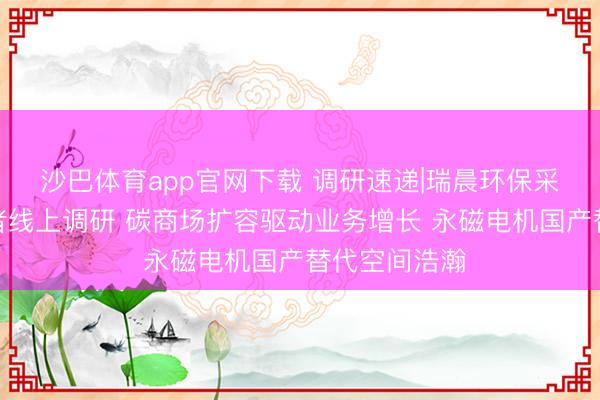 沙巴体育app官网下载 调研速递|瑞晨环保采选整体投资者线上调研 碳商场扩容驱动业务增长 永磁电机国产替代空间浩瀚