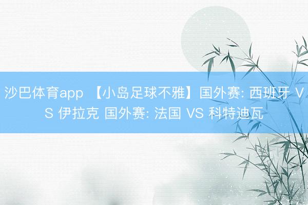 沙巴体育app 【小岛足球不雅】国外赛: 西班牙 VS 伊拉克 国外赛: 法国 VS 科特迪瓦