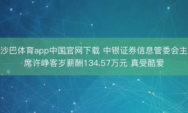 沙巴体育app中国官网下载 中银证券信息管委会主席许峥客岁薪酬134.57万元 真受酷爱