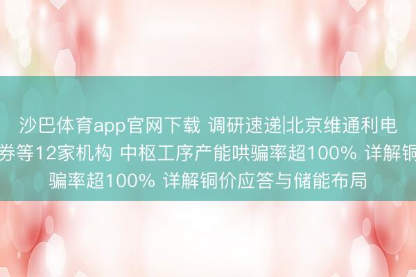 沙巴体育app官网下载 调研速递|北京维通利电气招待东方钞票证券等12家机构 中枢工序产能哄骗率超100% 详解铜价应答与储能布局
