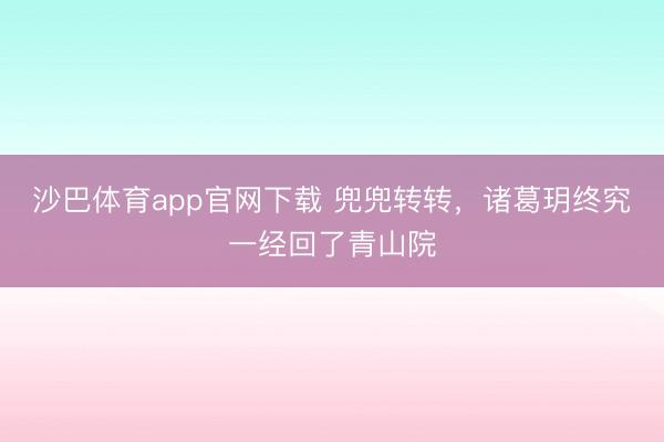 沙巴体育app官网下载 兜兜转转,诸葛玥终究一经回了青山院