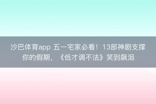 沙巴体育app 五一宅家必看!13部神剧支撑你的假期,《低才调不法》笑到飙泪