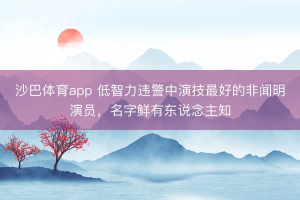 沙巴体育app 低智力违警中演技最好的非闻明演员，名字鲜有东说念主知